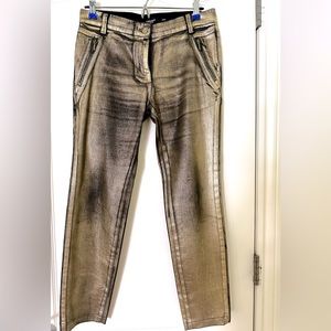 OLSEN EUROPE RUSTIC GOLD METALLIC SLIM SKINNY JEANS SIZE XS/4